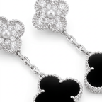 Magic Alhambra Onyx 2 Motifs Drop Earrings