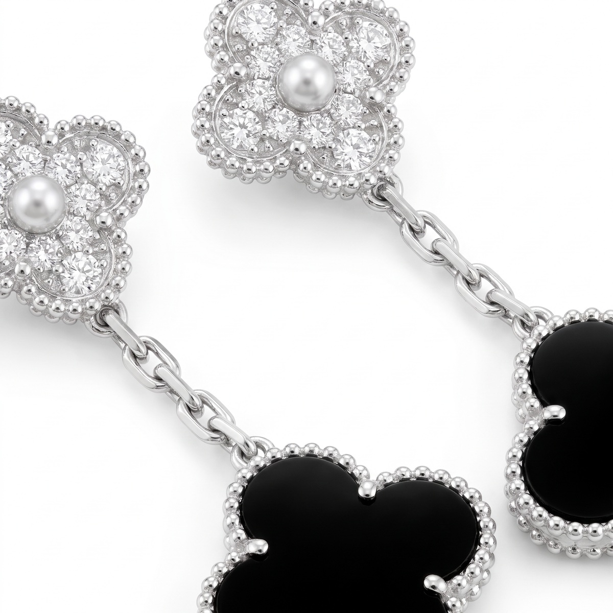 Magic Alhambra Onyx 2 Motifs Drop Earrings