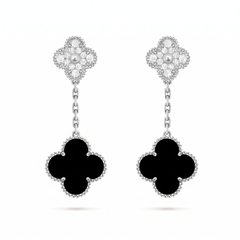 Magic Alhambra Onyx 2 Motifs Drop Earrings