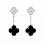 Magic Alhambra Onyx 2 Motifs Drop Earrings