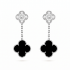 Magic Alhambra Onyx 2 Motifs Drop Earrings