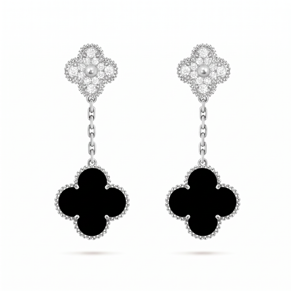 Magic Alhambra Onyx 2 Motifs Drop Earrings