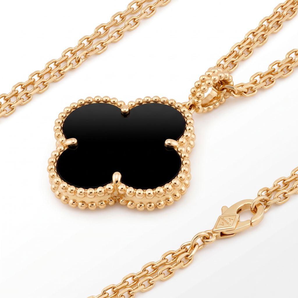 Magic Alhambra Onyx Clover 1 Motif Necklace
