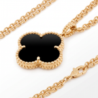 Magic Alhambra Onyx Clover 1 Motif Necklace