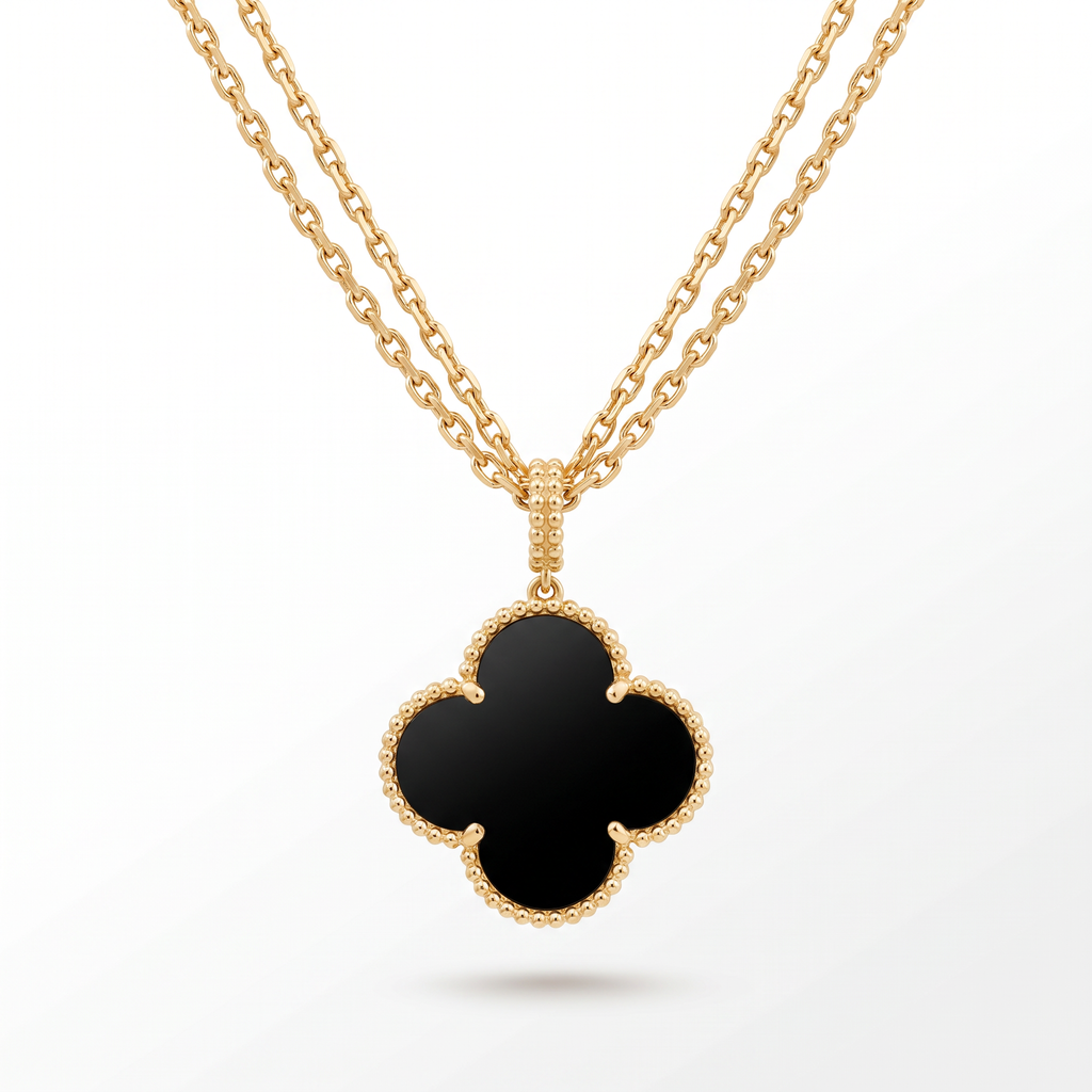 Magic Alhambra Onyx Clover 1 Motif Necklace