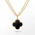 Magic Alhambra Onyx Clover 1 Motif Necklace