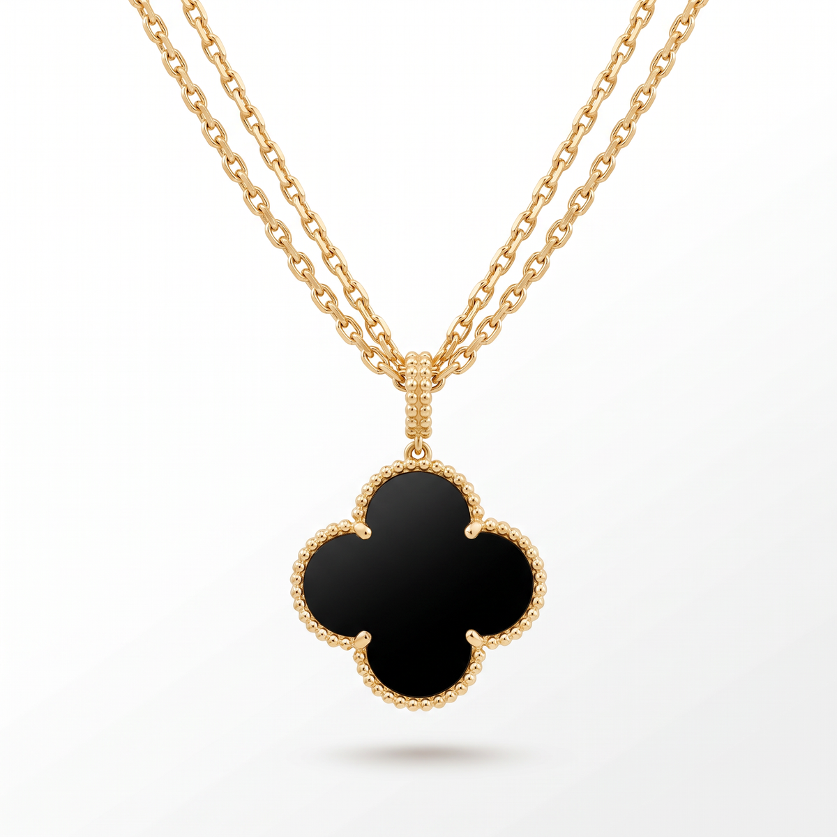 Magic Alhambra Onyx Clover 1 Motif Necklace