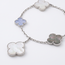 Magic Alhambra Pearl And Chalcedony Clover 5 Motifs Bracelet