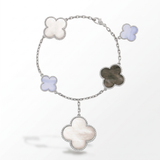 Magic Alhambra Pearl And Chalcedony Clover 5 Motifs Bracelet
