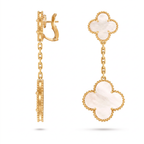 Magic Alhambra White Mother Of Pearl Clover 2 Motifs Earrings