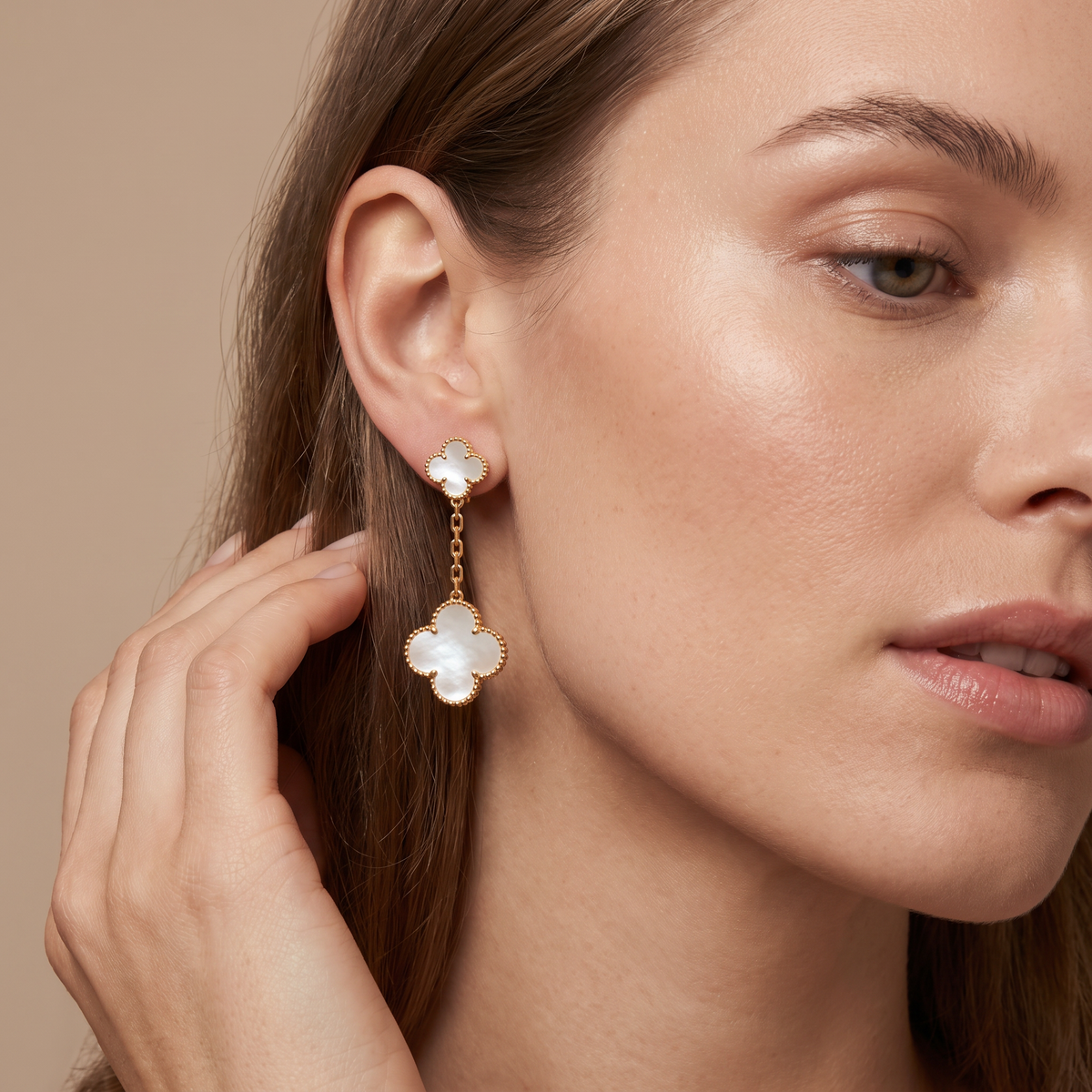 Magic Alhambra White Mother Of Pearl Clover 2 Motifs Earrings