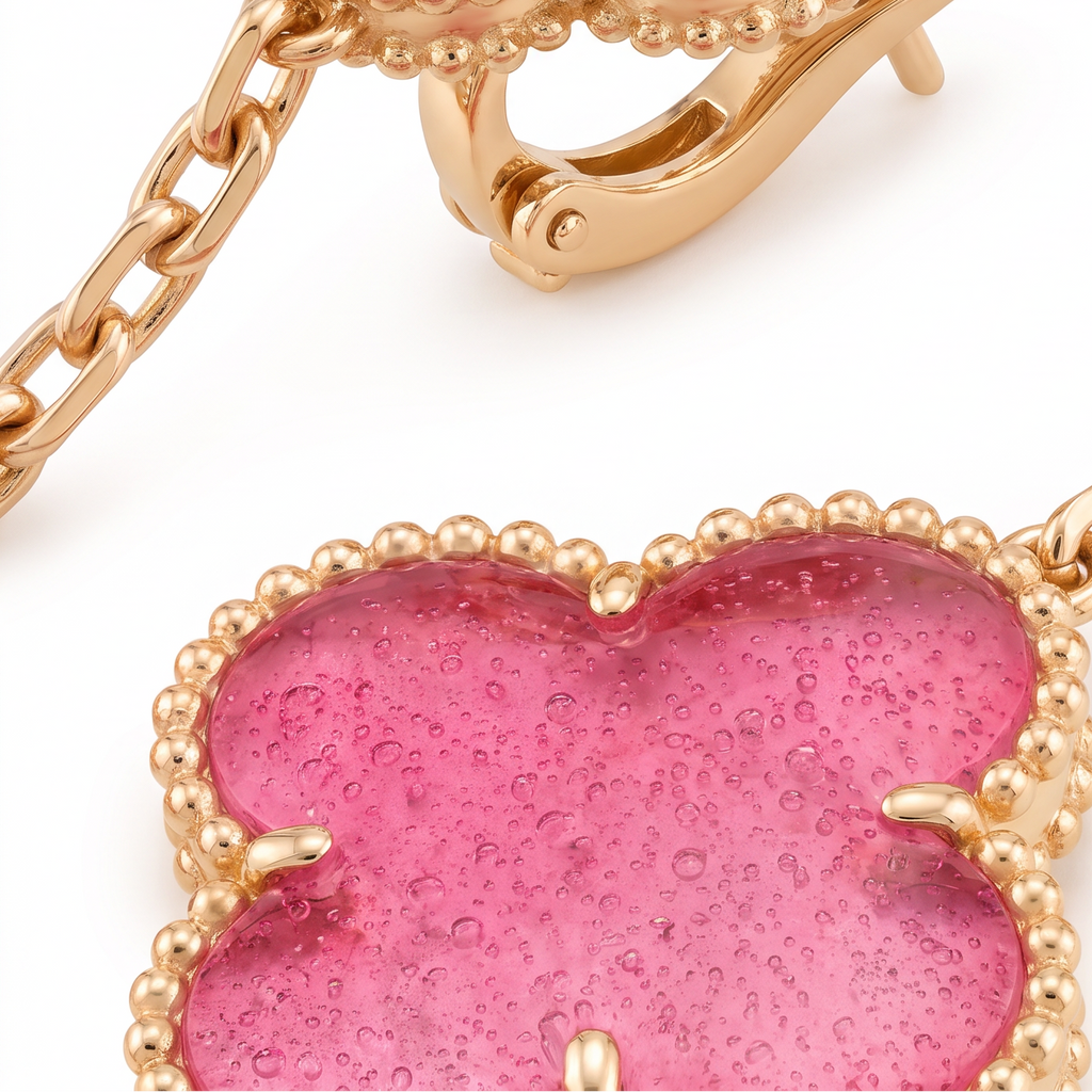 Magic Lucky Pink Enamel Motifs Drop Earrings