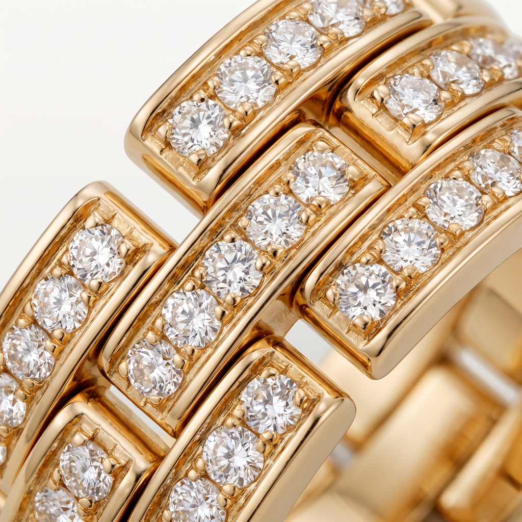 Maillon 3 Row Half-Paved Ring