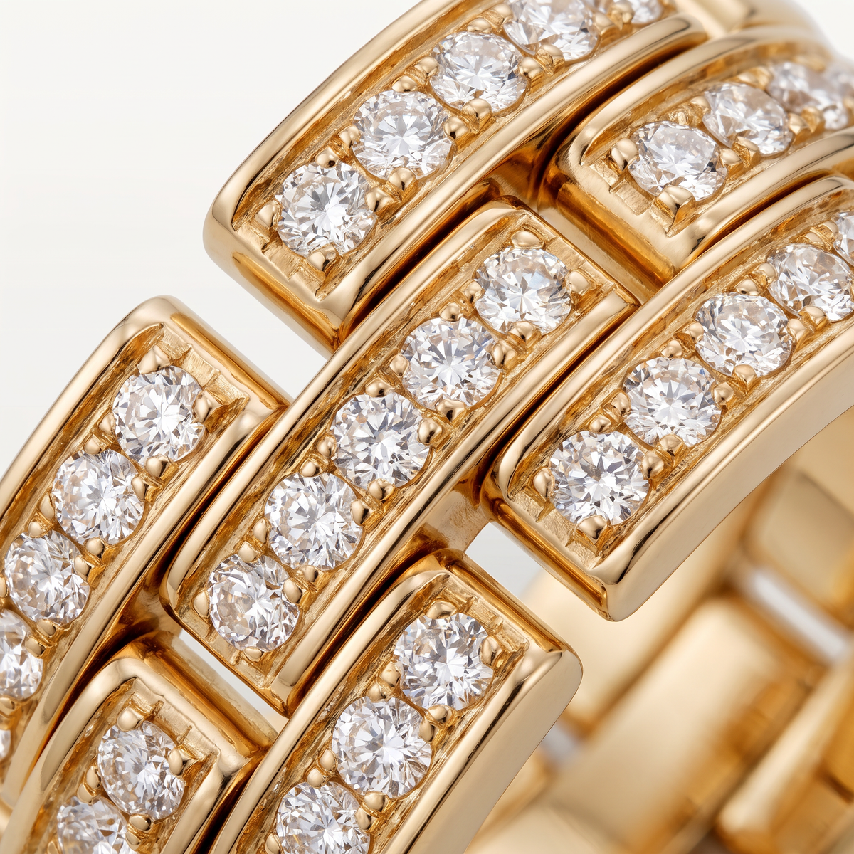 Maillon 3 Row Half-Paved Ring