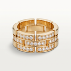 Maillon 3 Row Half-Paved Ring
