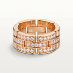 Maillon 3 Row Half-Paved Ring