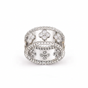 Medium Perlée Clover Diamonds Band Ring