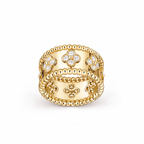 Medium Perlée Clover Diamonds Band Ring