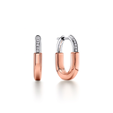 Medium T Lock Rose Tone Bi-Color Hoop Earrings