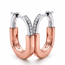Medium T Lock Rose Tone Bi-Color Hoop Earrings