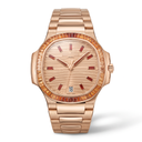 Nautilus 7118 Rose Dial Gemstone Paved Automatic Watch