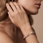 Panthère Head Half-Paved Medium Cuff Bracelet