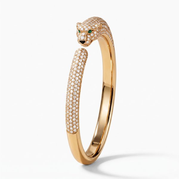 Panthère Head Pavé Cuff Bracelet