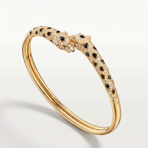 Panthère Two Heads Half-Paved Small Cuff