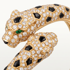Panthère Two Heads Half-Paved Small Cuff