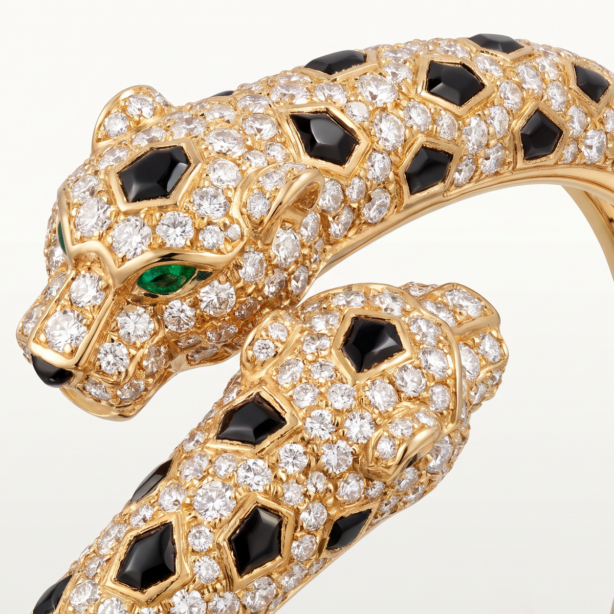 Panthère Two Heads Half-Paved Small Cuff