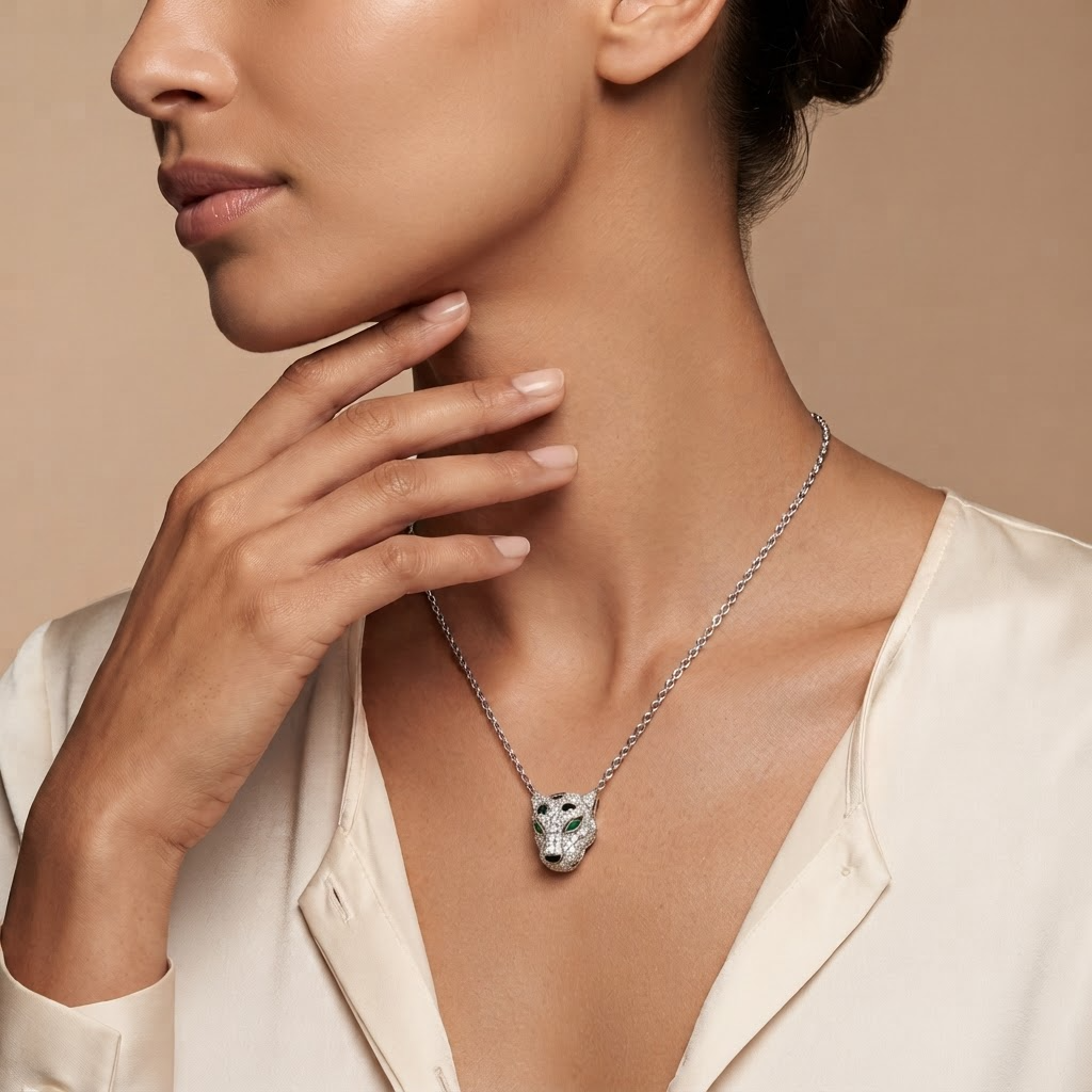 Panthère Paved Head De Pendant Necklace