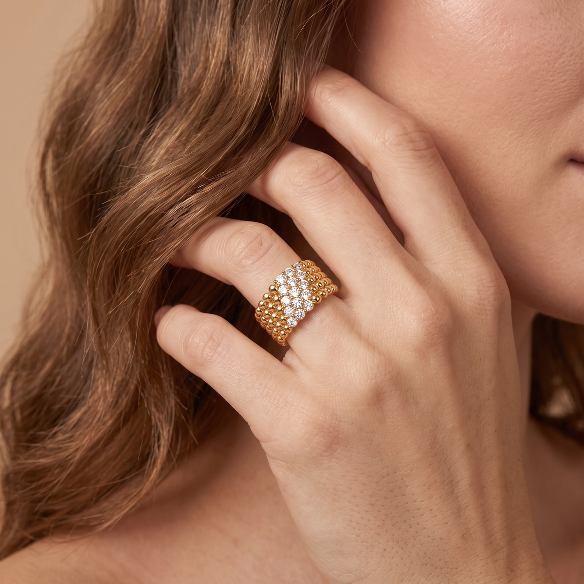 Perlée 5-Row Pavé Ring