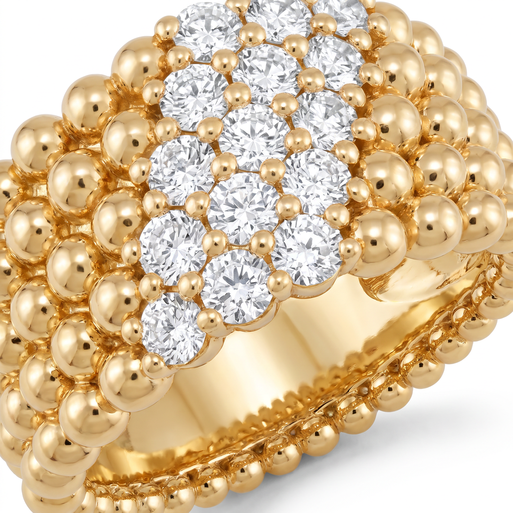Perlée 5-Row Pavé Ring