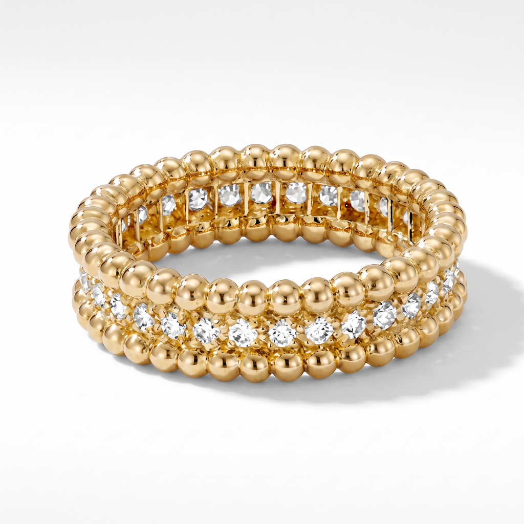 Perlée Beaded and Diamonds Ring