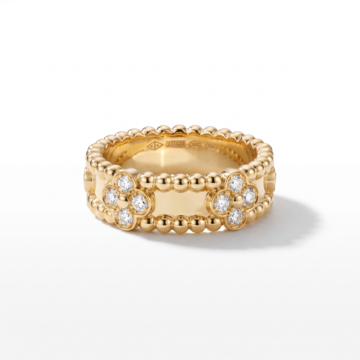 Sweet Perlée Clover Diamonds Band Ring