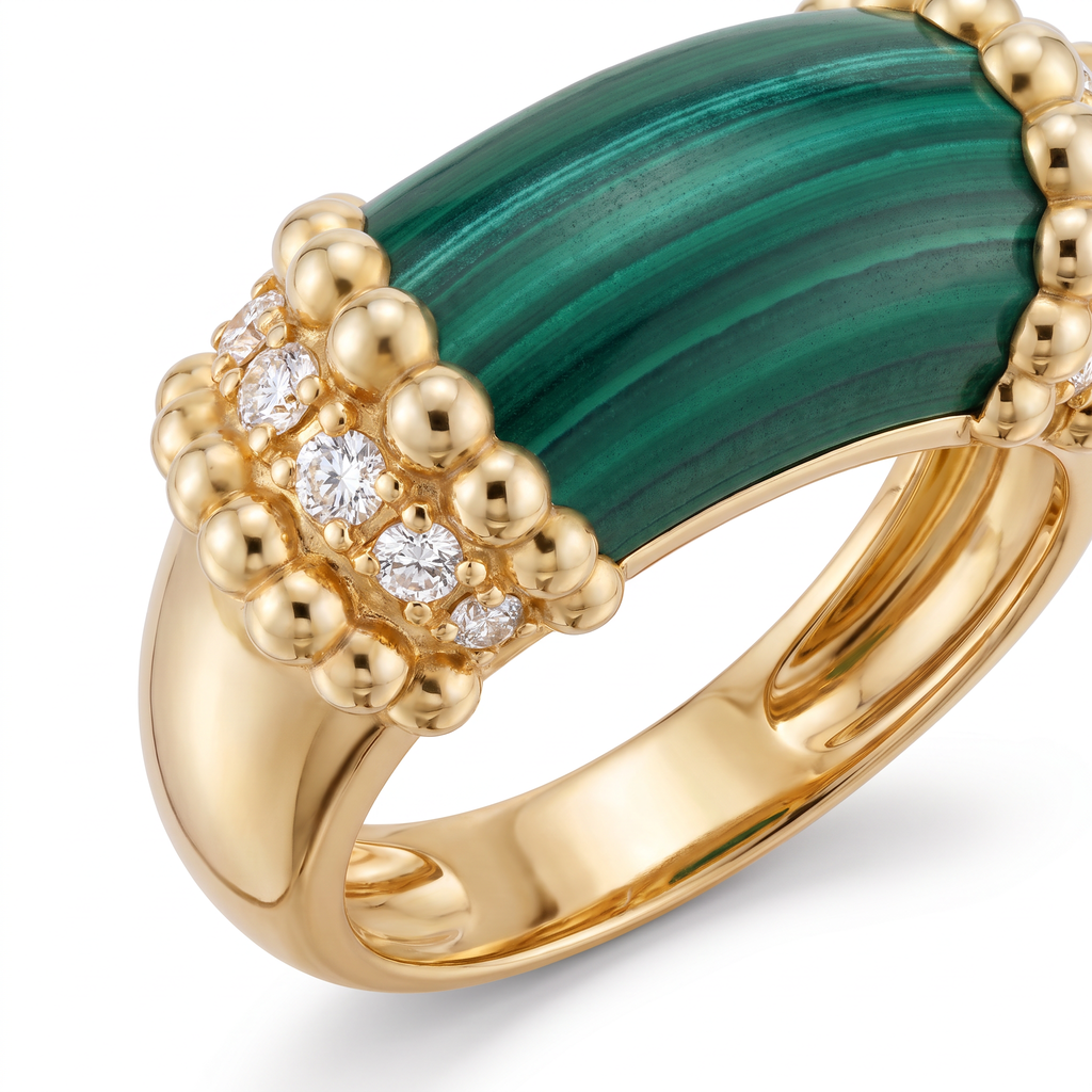 Perlée Couleurs Malachite Saddle Ring