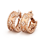 Perlee Earrings Diamond Clover Hoop Earrings High Quality