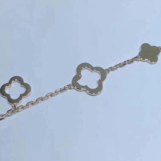 Gold Clover Bracelet for Women 3 Motif Minimal Outline Gift Jewelry