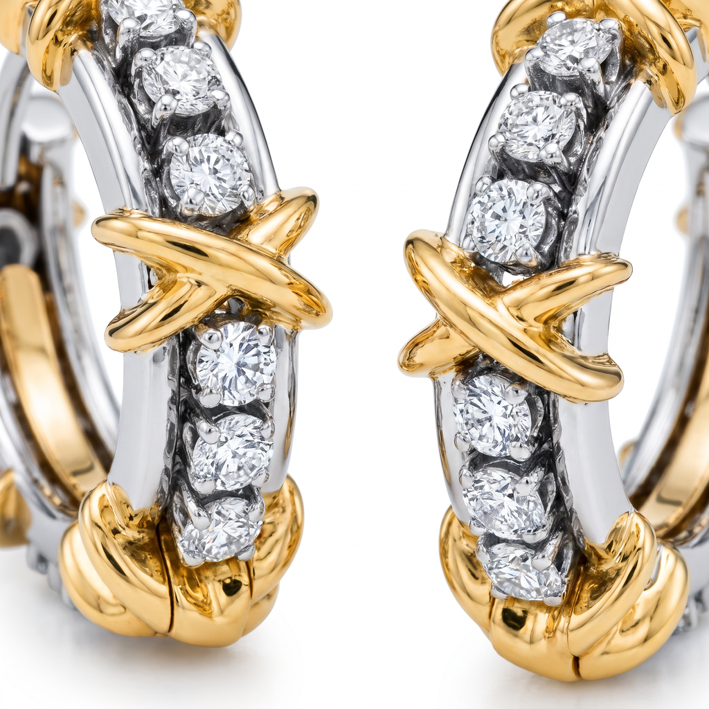 Schlumberger Sixteen Stone Hoop Earrings