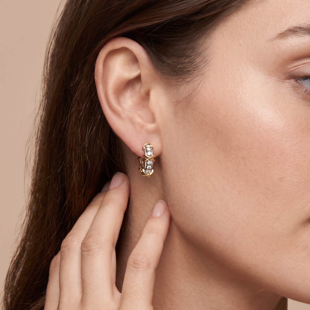 Schlumberger Sixteen Stone Hoop Earrings