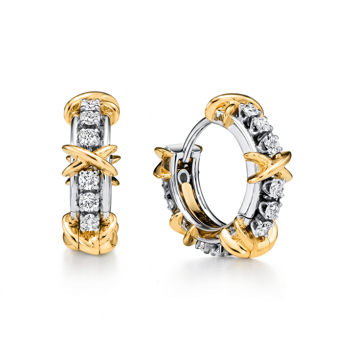 Schlumberger Sixteen Stone Hoop Earrings