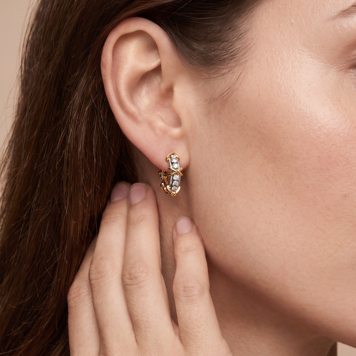 Schlumberger Sixteen Stone Hoop Earrings
