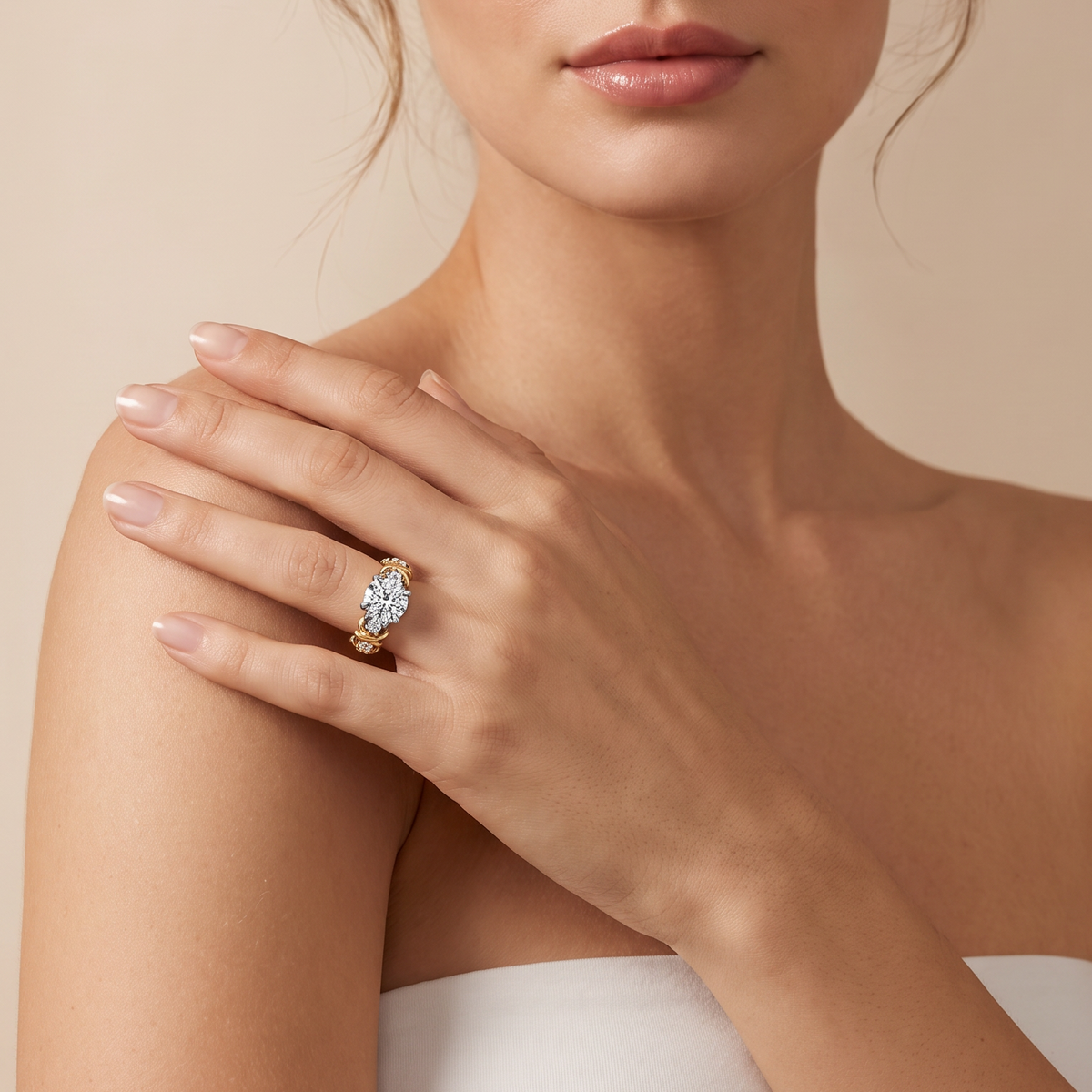 Schlumberger Solitaire Sixteen Stone Ring