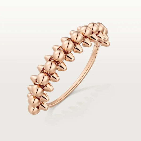 Shimmer Gold Pink Pyramid Bangle with Geometric Detailing, Extra-large model
