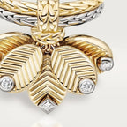 Gold Harmony Of Nature And Shine – Twisted Band Ring With Layered Leaf Motifs