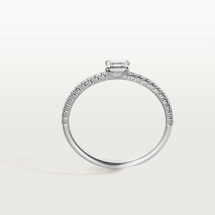 White Gold Light of Devotion – Fine Band Ring Featuring A Rectangular Spark of Love