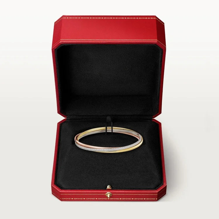 Bracelet Gold Three-tone with Crystal-Encrusted Band, Small model