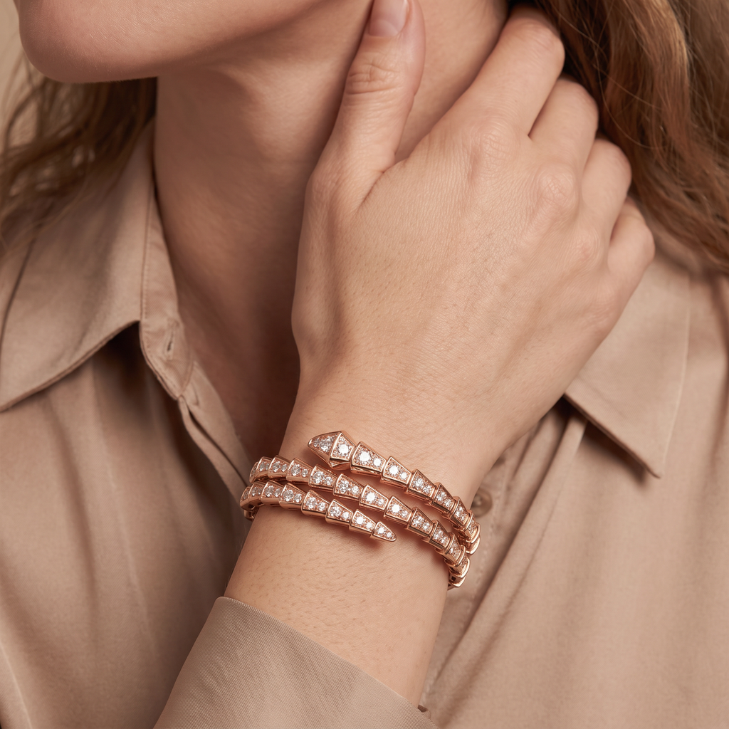 Serpenti Coiled Full-pavé Double Row Bracelet