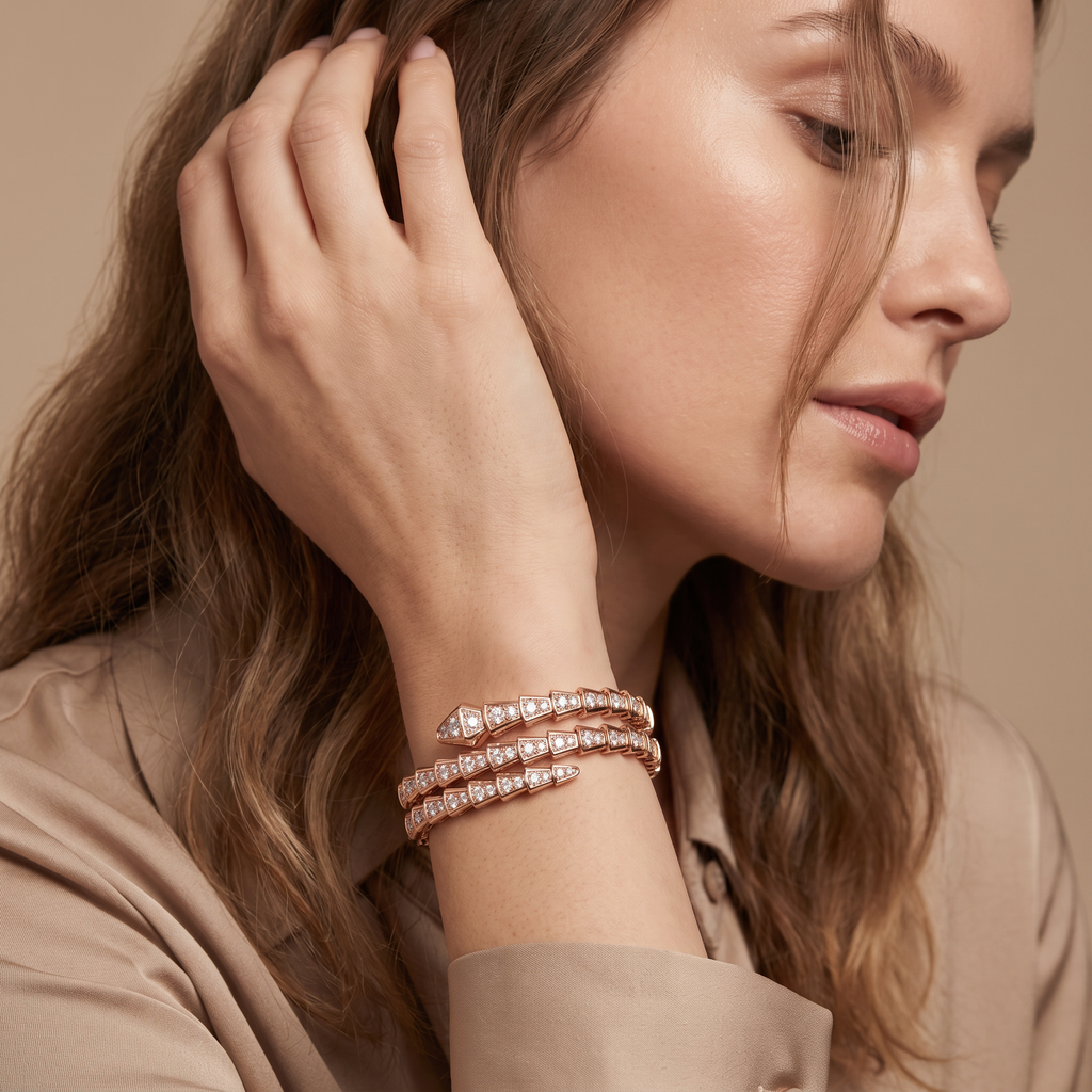 Serpenti Coiled Full-pavé Double Row Bracelet