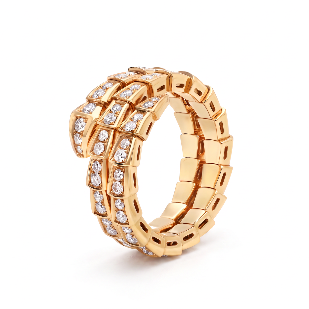 Serpenti Coiled Full-pavé Double Row Ring